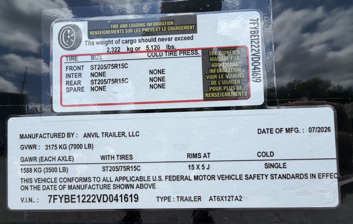 New 2027 6X12 ANVIL Cargo Trailer