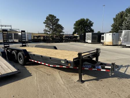 Used 2021 Load Trail 24’ HEAVY DUTY Flatbed 3-7000lb axles =21K Dovetail Trailer Fold Up Ramps