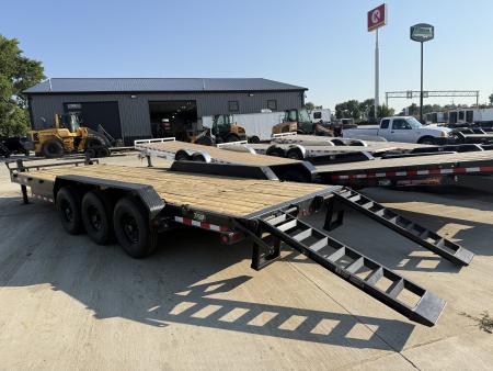 Used 2021 Load Trail 24’ HEAVY DUTY Flatbed 3-7000lb axles =21K Dovetail Trailer Fold Up Ramps