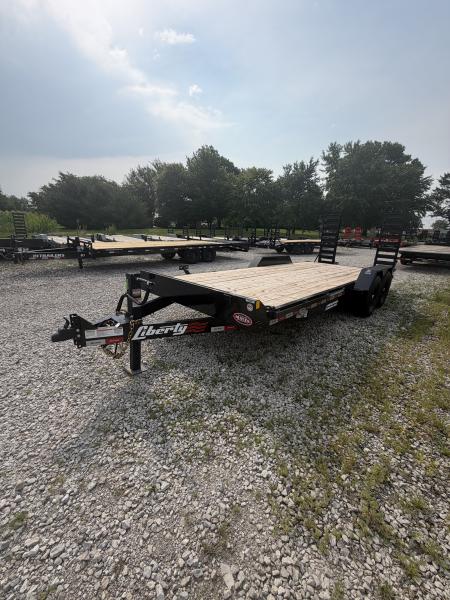 New 2026 LIBERTY LE14K83X18+2C6 Equipment Trailer 83X20 TA DOVETAIL W/ STAND UP RAMPS (GVW:14000) MIDNIGHT BLACK
