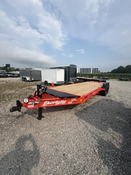 New 2026 LIBERTY LE14K83X19+3B8 Equipment Trailer 83X22 TA DOVETAIL W/ MAMMOTH RAMPS (GVW:15400) SUNSET ORANGE
