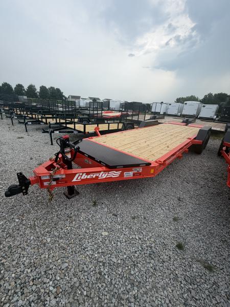 New 2026 LIBERTY LE14K83X19+3B8 Equipment Trailer 83X22 TA DOVETAIL W/ MAMMOTH RAMPS (GVW:15400) SUNSET ORANGE