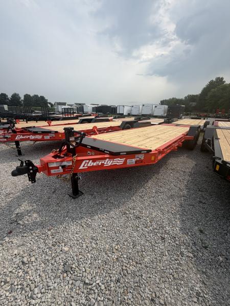 New 2026 LIBERTY LE14K83X19+3B8 Equipment Trailer 83X22 TA DOVETAIL W/ MAMMOTH RAMPS (GVW:15400) SUNSET ORANGE