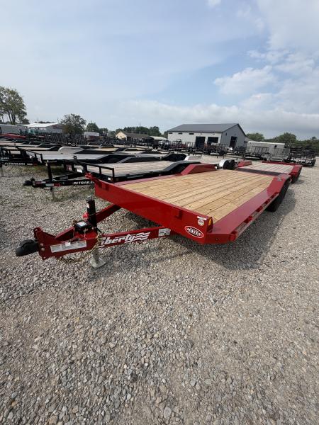 New 2027 LIBERTY LE10K102X20+2C5BH Equipment Trailer 102X22 TA DOVETAIL W/ SLDE IN RAMPS (GVW:9990) PATRIOT RED