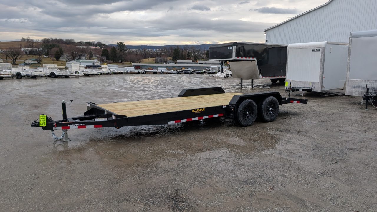 New 2026 CAM Superline 18' Wood Deck Car Hauler w/ DS Removable Fender
