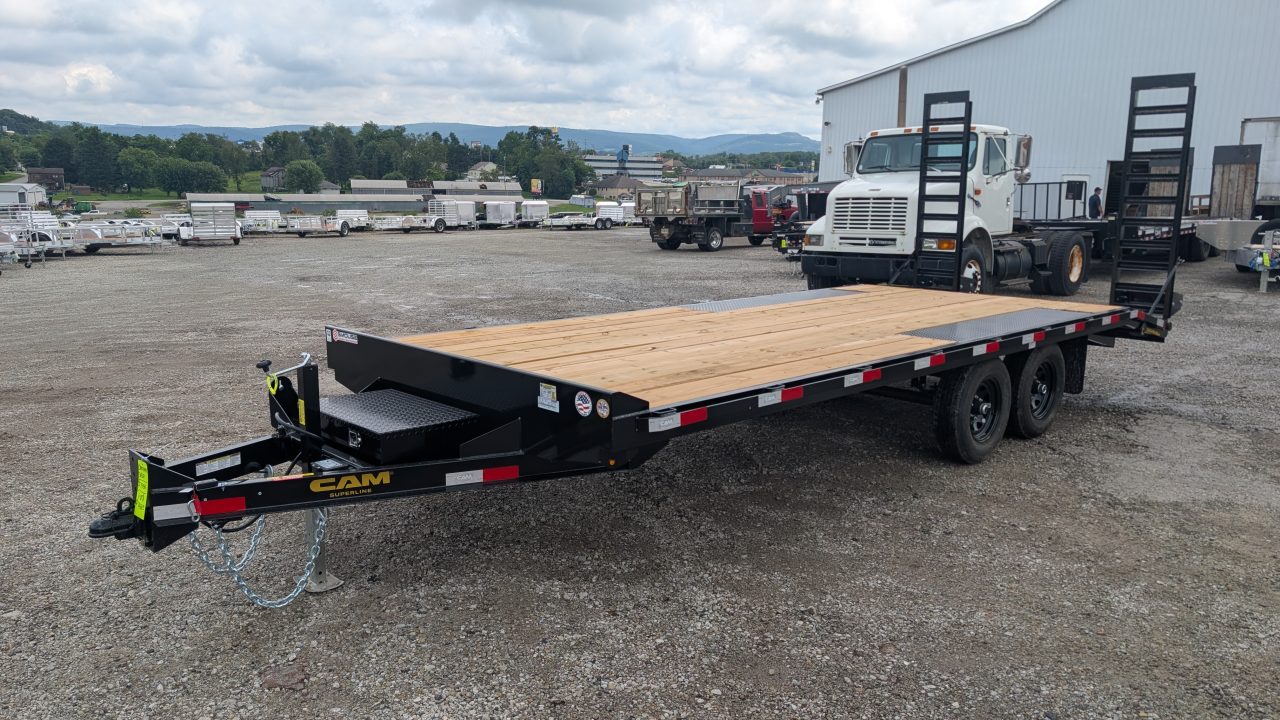 New 2026 CAM Superline 17+3 General Duty Flat Deck Deckover w/ 6' Stand Up Ramps