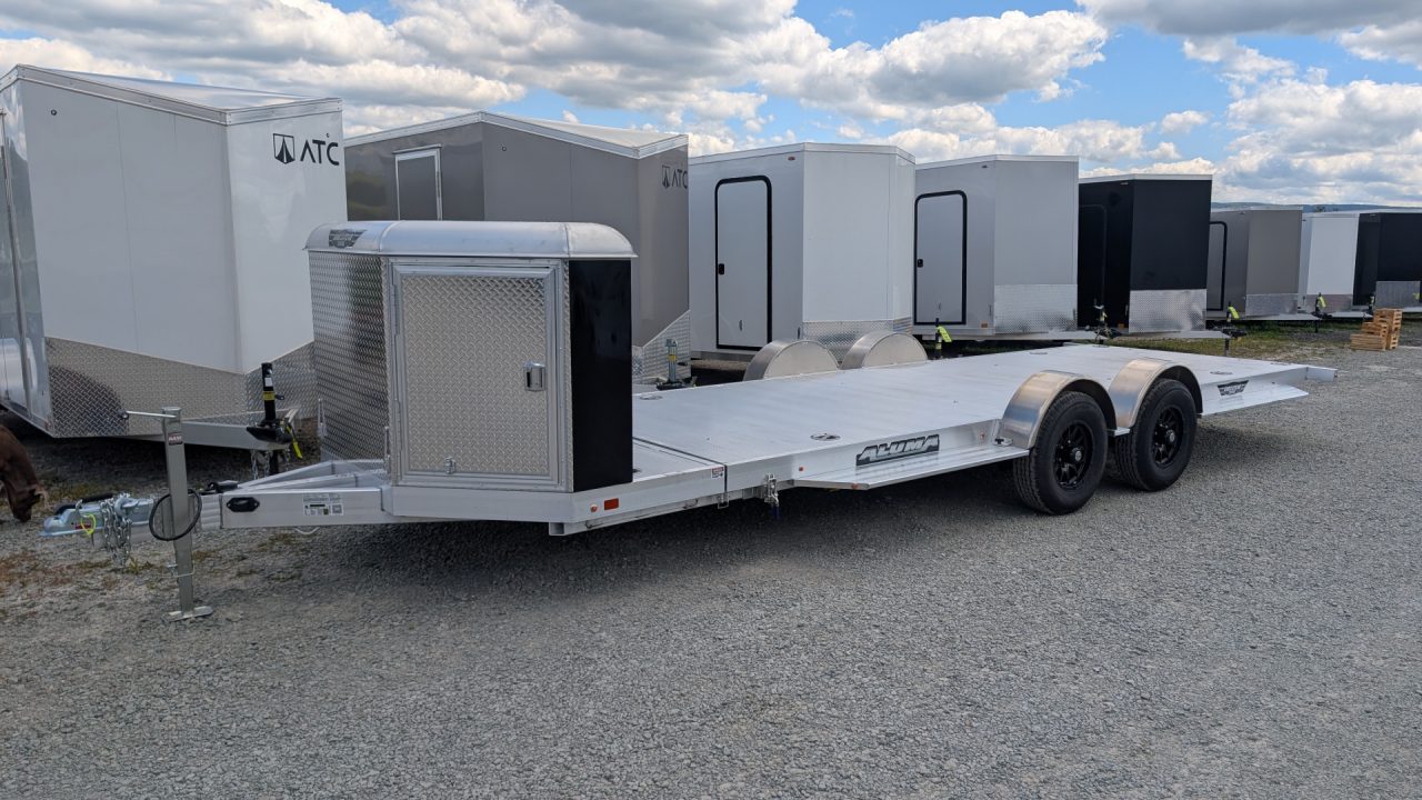 New 2027 Aluma 20' (20" Stationary + 20' Tilt) HD XL Executive Tilt Car Hauler w/ Cargo Box