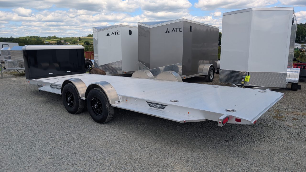 New 2027 Aluma 20' (20" Stationary + 20' Tilt) HD XL Executive Tilt Car Hauler w/ Cargo Box
