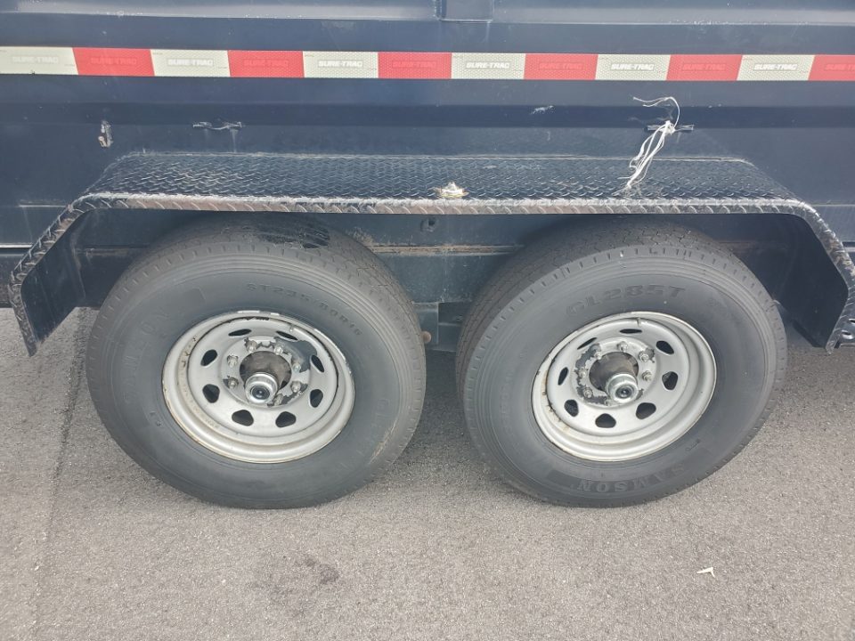 Used 2022 Sure-Trac 7X16X2 TELESCOPIC 14000 LB GVWR(2-7K AXLES) Dump Trailer WITH RAMPS AND TARP