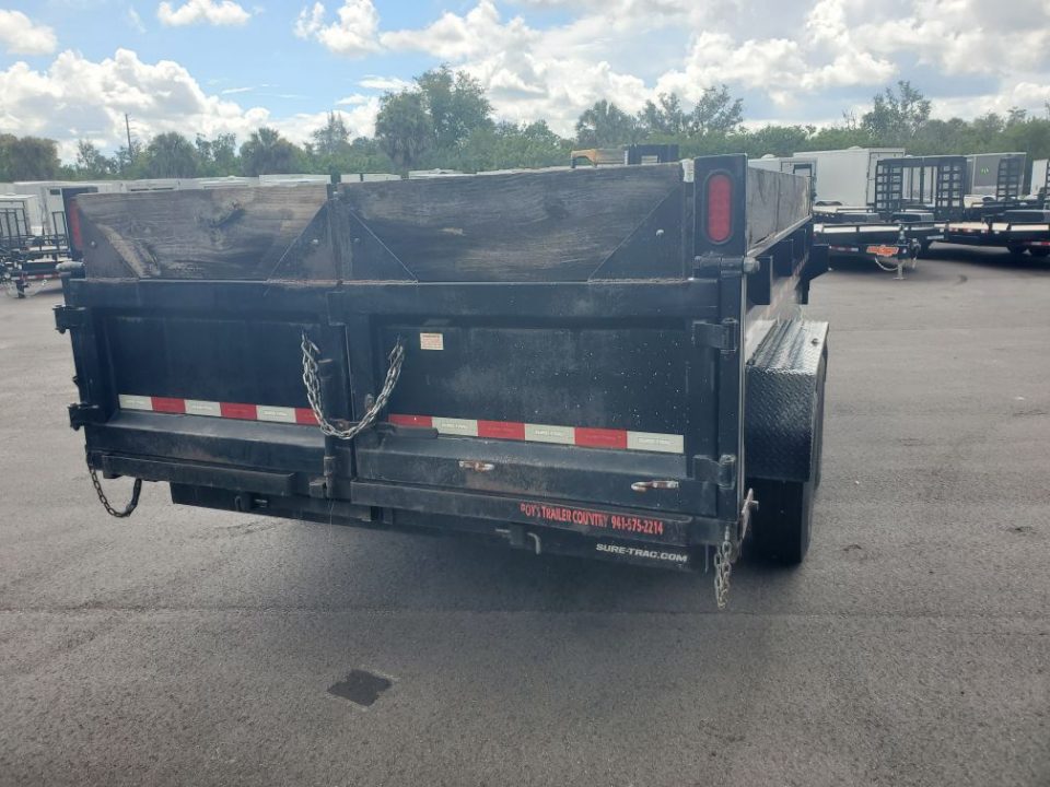 Used 2022 Sure-Trac 7X16X2 TELESCOPIC 14000 LB GVWR(2-7K AXLES) Dump Trailer WITH RAMPS AND TARP