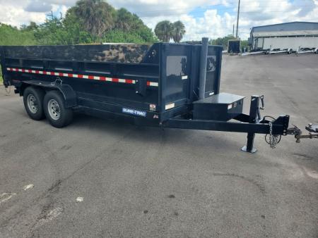 Used 2022 Sure-Trac 7X16X2 TELESCOPIC 14000 LB GVWR(2-7K AXLES) Dump Trailer WITH RAMPS AND TARP