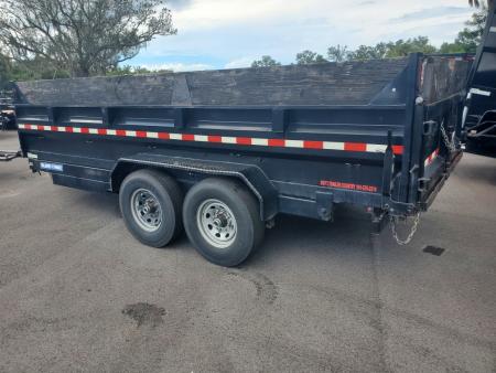 Used 2022 Sure-Trac 7X16X2 TELESCOPIC 14000 LB GVWR(2-7K AXLES) Dump Trailer WITH RAMPS AND TARP
