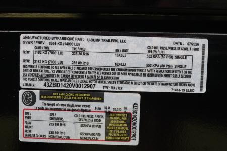 New 2027 7X14 U-Dump Dump Trailer