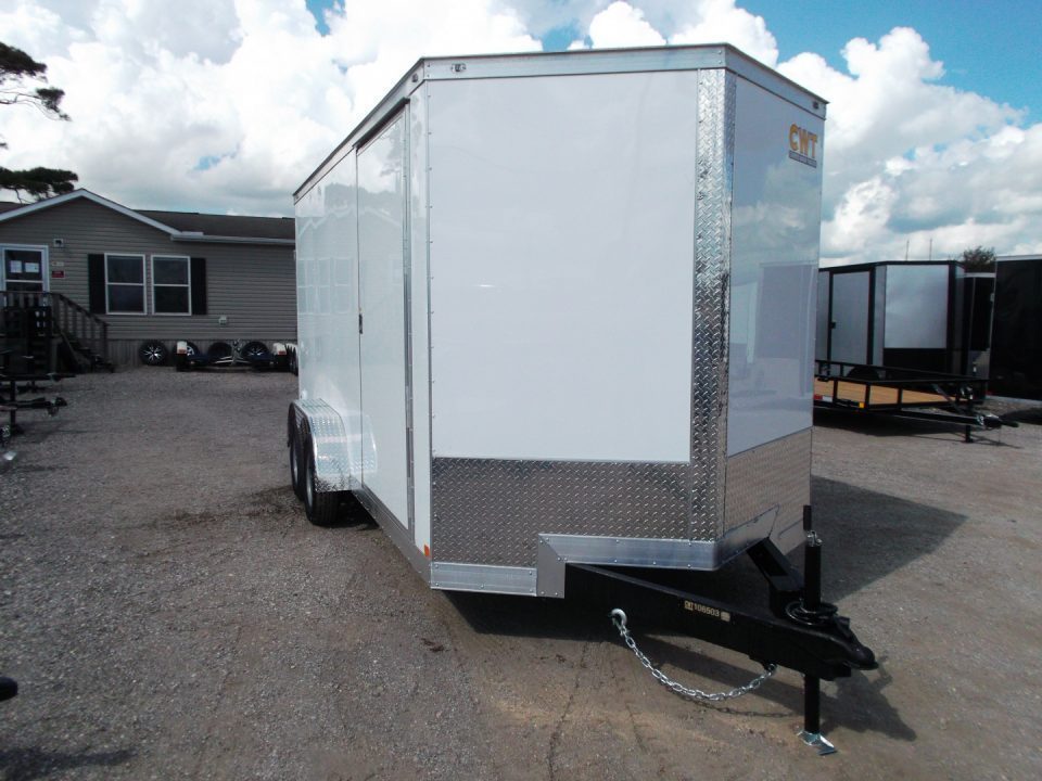 New 2027 Covered Wagon Trailers 7x18 Cargo Trailer / Enclosed Trailer / 7ft Interior / Extra Wide Ramp / 48" RV Door / .080 White Poly Core Semi-Screwless Exterior