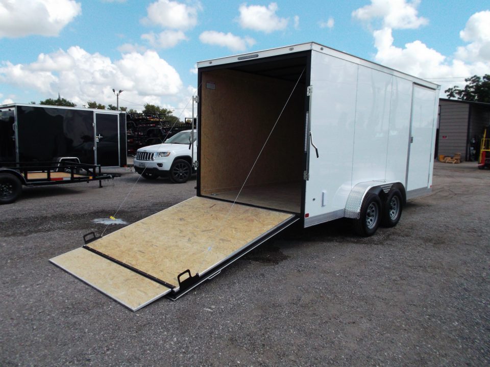 New 2027 Covered Wagon Trailers 7x18 Cargo Trailer / Enclosed Trailer / 7ft Interior / Extra Wide Ramp / 48" RV Door / .080 White Poly Core Semi-Screwless Exterior