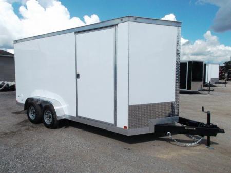 New 2027 Covered Wagon Trailers 7x18 Cargo Trailer / Enclosed Trailer / 7ft Interior / Extra Wide Ramp / 48  RV Door / .080 White Poly Core Semi-Screwless Exterior