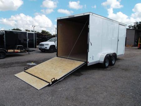 New 2027 Covered Wagon Trailers 7x18 Cargo Trailer / Enclosed Trailer / 7ft Interior / Extra Wide Ramp / 48" RV Door / .080 White Poly Core Semi-Screwless Exterior
