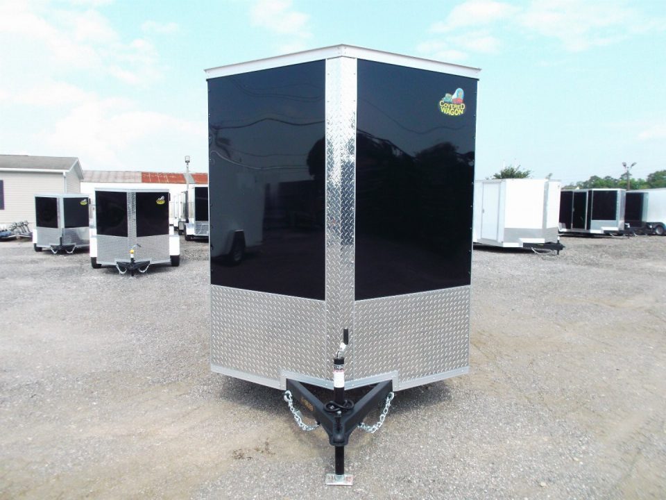 New 2027 Covered Wagon Trailers 6x10 Cargo / Enclosed Trailer / 6'6" Interior Height / Extra Wide Ramp Gate / RV Side Door /.030 Black Semi-Screwless Exterior