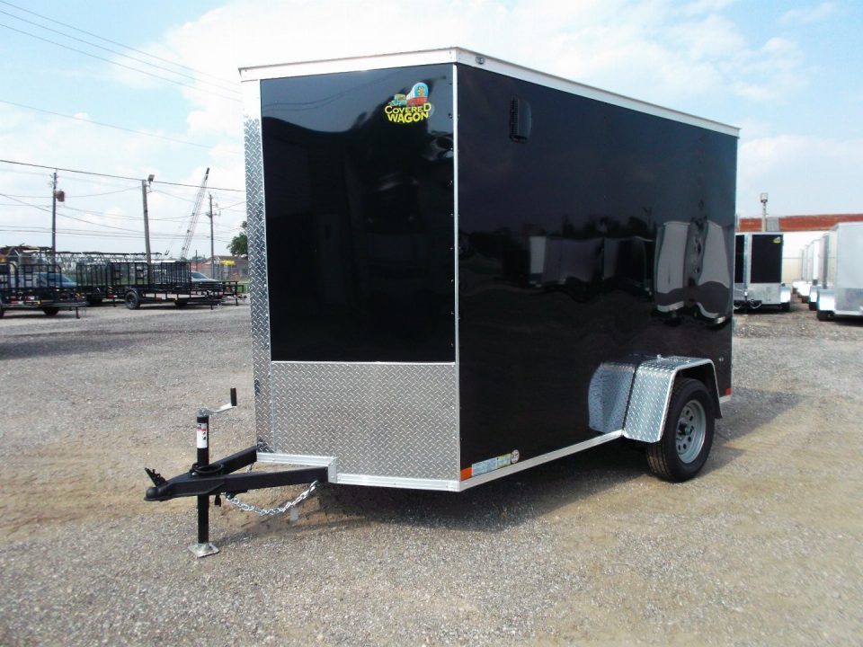 New 2027 Covered Wagon Trailers 6x10 Cargo / Enclosed Trailer / 6'6" Interior Height / Extra Wide Ramp Gate / RV Side Door /.030 Black Semi-Screwless Exterior