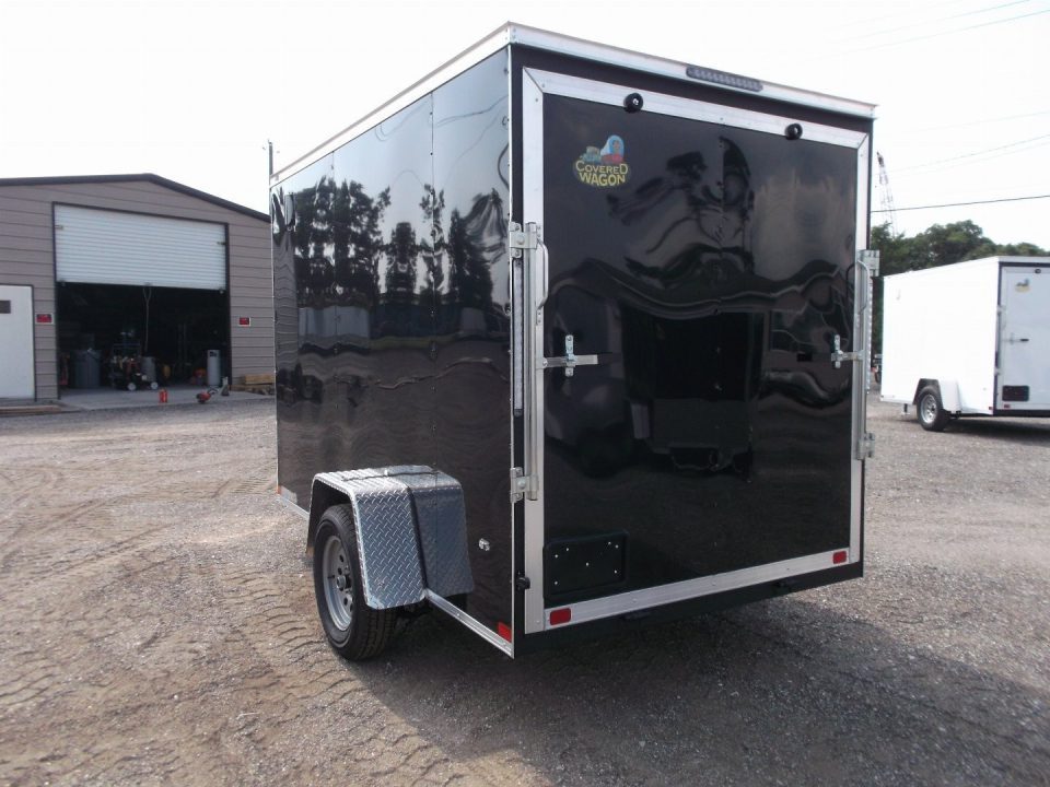 New 2027 Covered Wagon Trailers 6x10 Cargo / Enclosed Trailer / 6'6" Interior Height / Extra Wide Ramp Gate / RV Side Door /.030 Black Semi-Screwless Exterior
