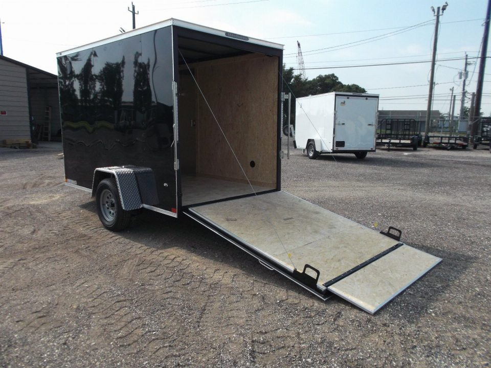 New 2027 Covered Wagon Trailers 6x10 Cargo / Enclosed Trailer / 6'6" Interior Height / Extra Wide Ramp Gate / RV Side Door /.030 Black Semi-Screwless Exterior
