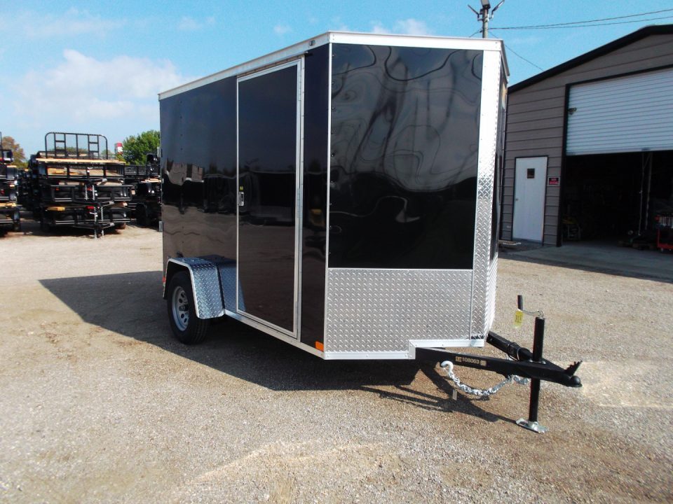 New 2027 Covered Wagon Trailers 6x10 Cargo / Enclosed Trailer / 6'6" Interior Height / Extra Wide Ramp Gate / RV Side Door /.030 Black Semi-Screwless Exterior