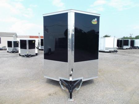 New 2027 Covered Wagon Trailers 6x10 Cargo / Enclosed Trailer / 6'6" Interior Height / Extra Wide Ramp Gate / RV Side Door /.030 Black Semi-Screwless Exterior