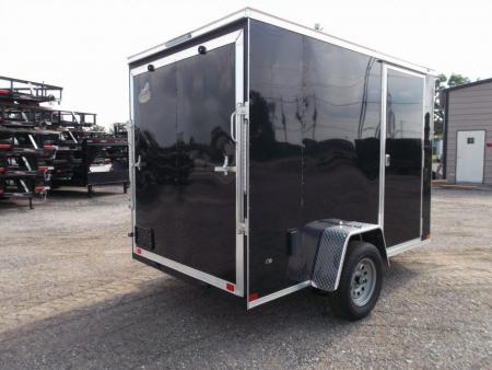 New 2027 Covered Wagon Trailers 6x10 Cargo / Enclosed Trailer / 6'6" Interior Height / Extra Wide Ramp Gate / RV Side Door /.030 Black Semi-Screwless Exterior