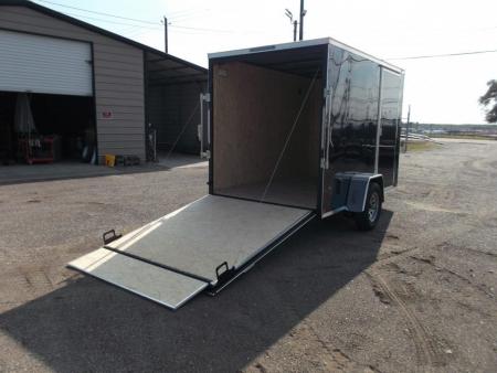 New 2027 Covered Wagon Trailers 6x10 Cargo / Enclosed Trailer / 6'6" Interior Height / Extra Wide Ramp Gate / RV Side Door /.030 Black Semi-Screwless Exterior