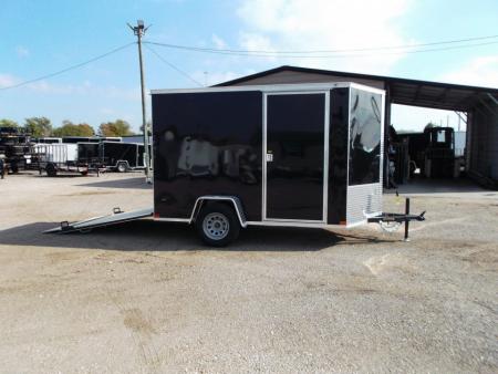 New 2027 Covered Wagon Trailers 6x10 Cargo / Enclosed Trailer / 6'6  Interior Height / Extra Wide Ramp Gate / RV Side Door /.030 Black Semi-Screwless Exterior