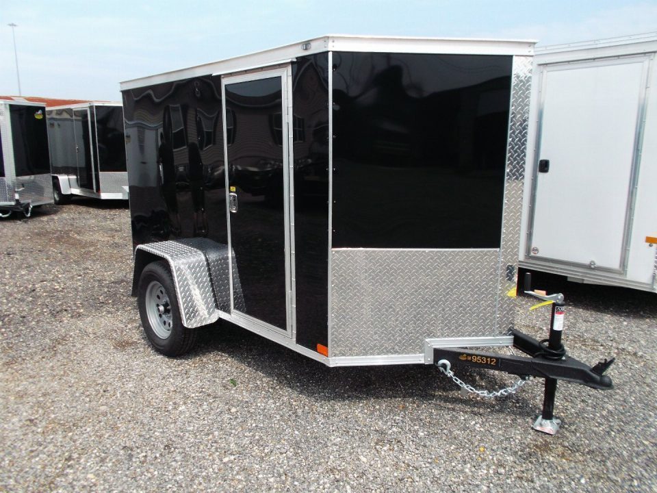 New 2027 Covered Wagon Trailers 5x8 Cargo Trailer / Enclosed Trailer / Ramp / Side Door / .030 Black / Bed Lined Tongue and Frame