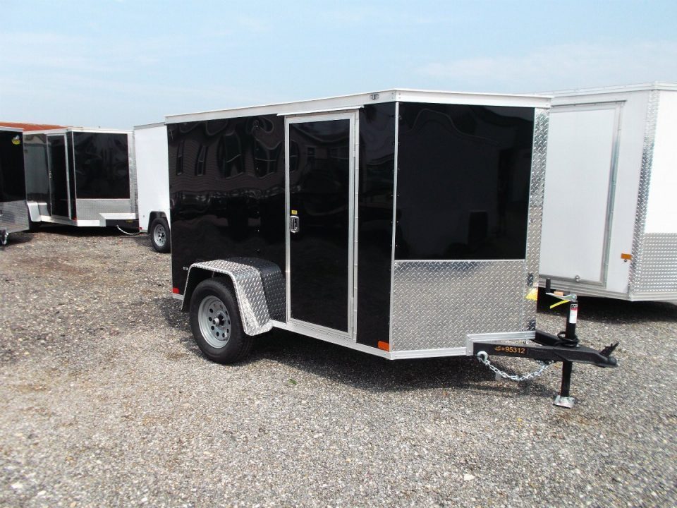 New 2027 Covered Wagon Trailers 5x8 Cargo Trailer / Enclosed Trailer / Ramp / Side Door / .030 Black / Bed Lined Tongue and Frame