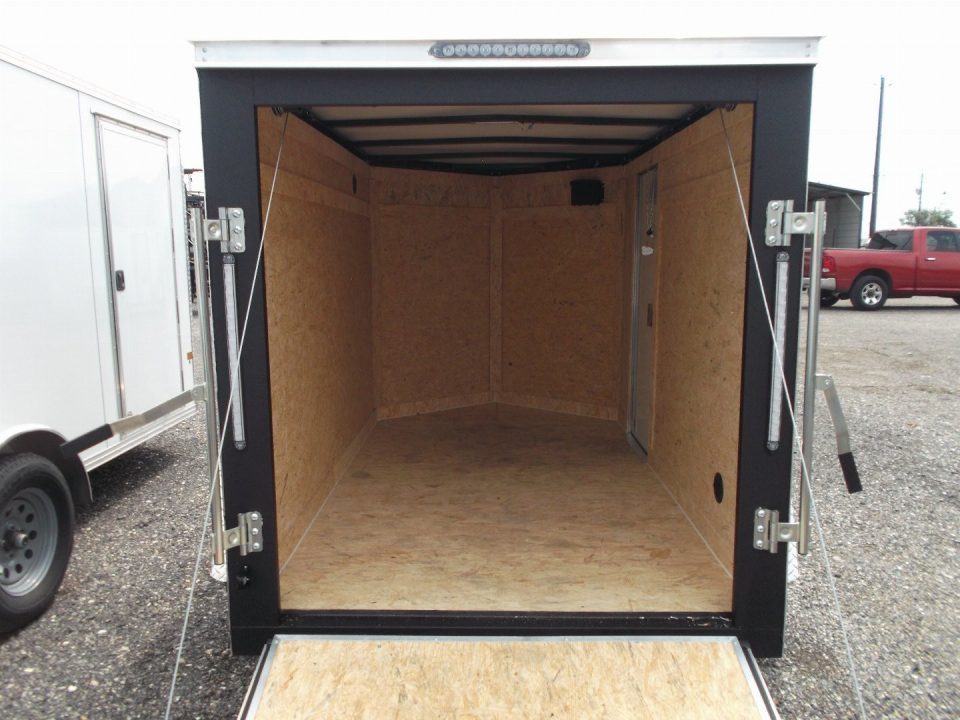 New 2027 Covered Wagon Trailers 5x8 Cargo Trailer / Enclosed Trailer / Ramp / Side Door / .030 Black / Bed Lined Tongue and Frame