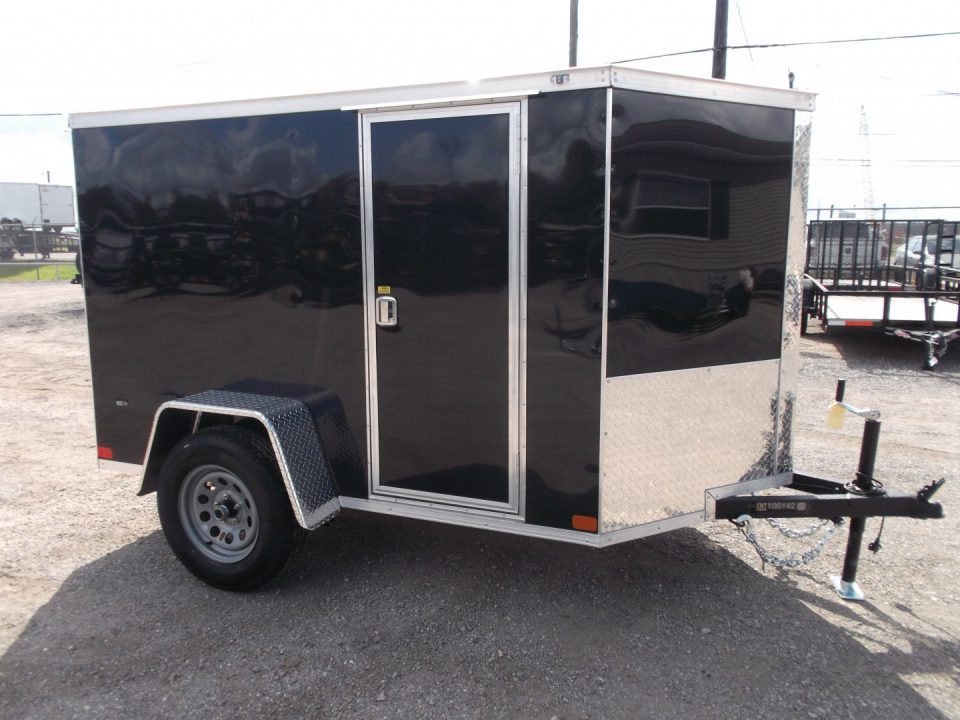 New 2027 Covered Wagon Trailers 5x8 Cargo Trailer / Enclosed Trailer / Ramp / Side Door / .030 Black / Bed Lined Tongue and Frame