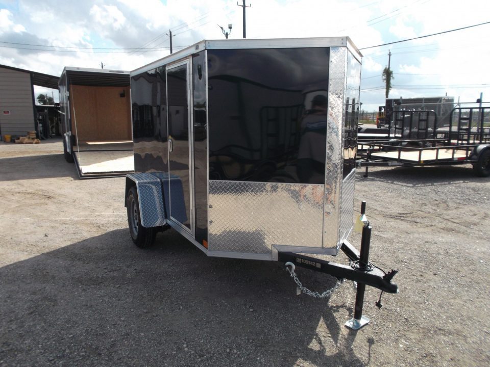 New 2027 Covered Wagon Trailers 5x8 Cargo Trailer / Enclosed Trailer / Ramp / Side Door / .030 Black / Bed Lined Tongue and Frame