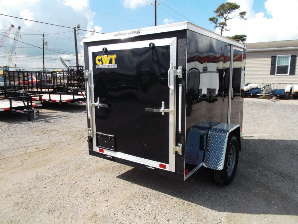 New 2027 Covered Wagon Trailers 5x8 Cargo Trailer / Enclosed Trailer / Ramp / Side Door / .030 Black / Bed Lined Tongue and Frame