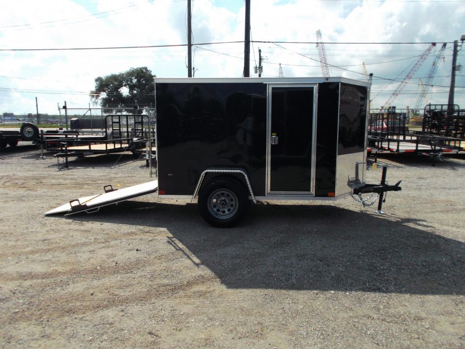 New 2027 Covered Wagon Trailers 5x8 Cargo Trailer / Enclosed Trailer / Ramp / Side Door / .030 Black / Bed Lined Tongue and Frame