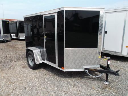 New 2027 Covered Wagon Trailers 5x8 Cargo Trailer / Enclosed Trailer / Ramp / Side Door / .030 Black / Bed Lined Tongue and Frame
