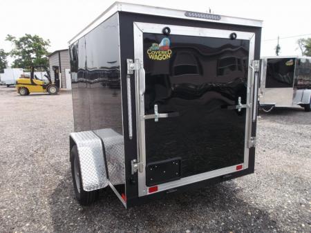 New 2027 Covered Wagon Trailers 5x8 Cargo Trailer / Enclosed Trailer / Ramp / Side Door / .030 Black / Bed Lined Tongue and Frame