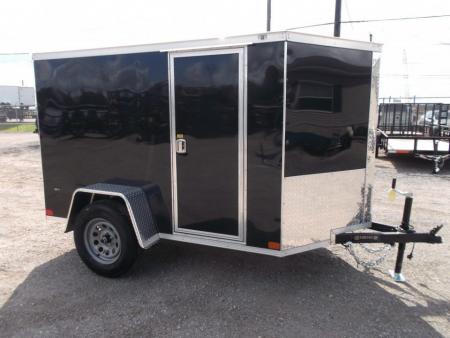 New 2027 Covered Wagon Trailers 5x8 Cargo Trailer / Enclosed Trailer / Ramp / Side Door / .030 Black / Bed Lined Tongue and Frame