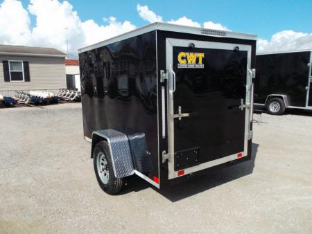 New 2027 Covered Wagon Trailers 5x8 Cargo Trailer / Enclosed Trailer / Ramp / Side Door / .030 Black / Bed Lined Tongue and Frame