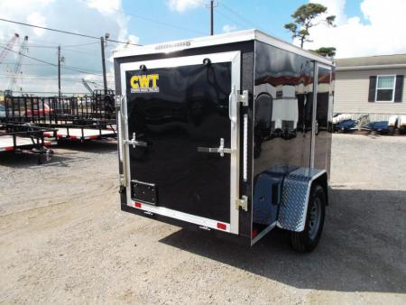 New 2027 Covered Wagon Trailers 5x8 Cargo Trailer / Enclosed Trailer / Ramp / Side Door / .030 Black / Bed Lined Tongue and Frame