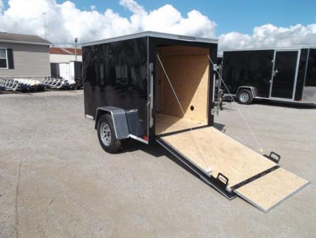 New 2027 Covered Wagon Trailers 5x8 Cargo Trailer / Enclosed Trailer / Ramp / Side Door / .030 Black / Bed Lined Tongue and Frame