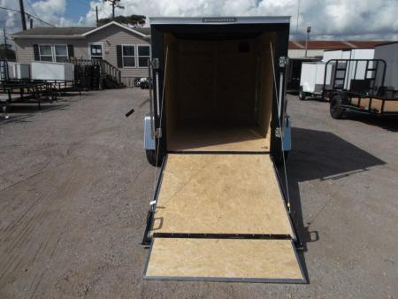 New 2027 Covered Wagon Trailers 5x8 Cargo Trailer / Enclosed Trailer / Ramp / Side Door / .030 Black / Bed Lined Tongue and Frame