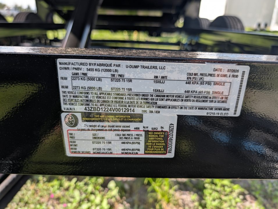New 2027 6X12 U-Dump Dump Trailer