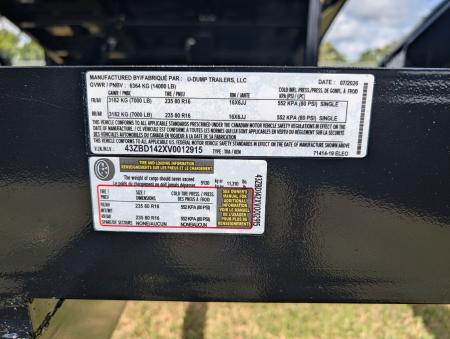New 2027 7X14 U-Dump Dump Trailer