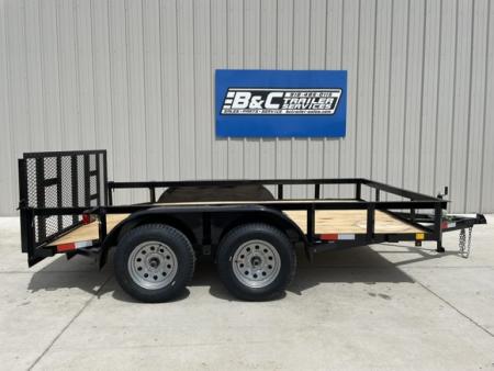 New C&M 82x12 ANGLE TOP UTILITY (2) 3500lb TANDEM AXLES, GVWR 7000lb, W/32  GATE, DOVETAIL