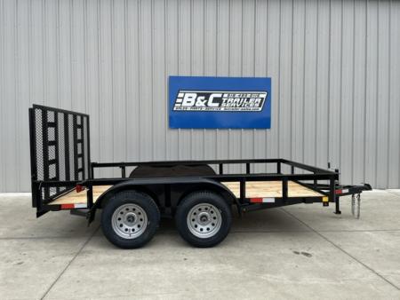 New C&M 82X12 ANGLE TOP UTILTY (2) 3500lb TANDEM AXLES, GVWR 7000lb W/4' GATE
