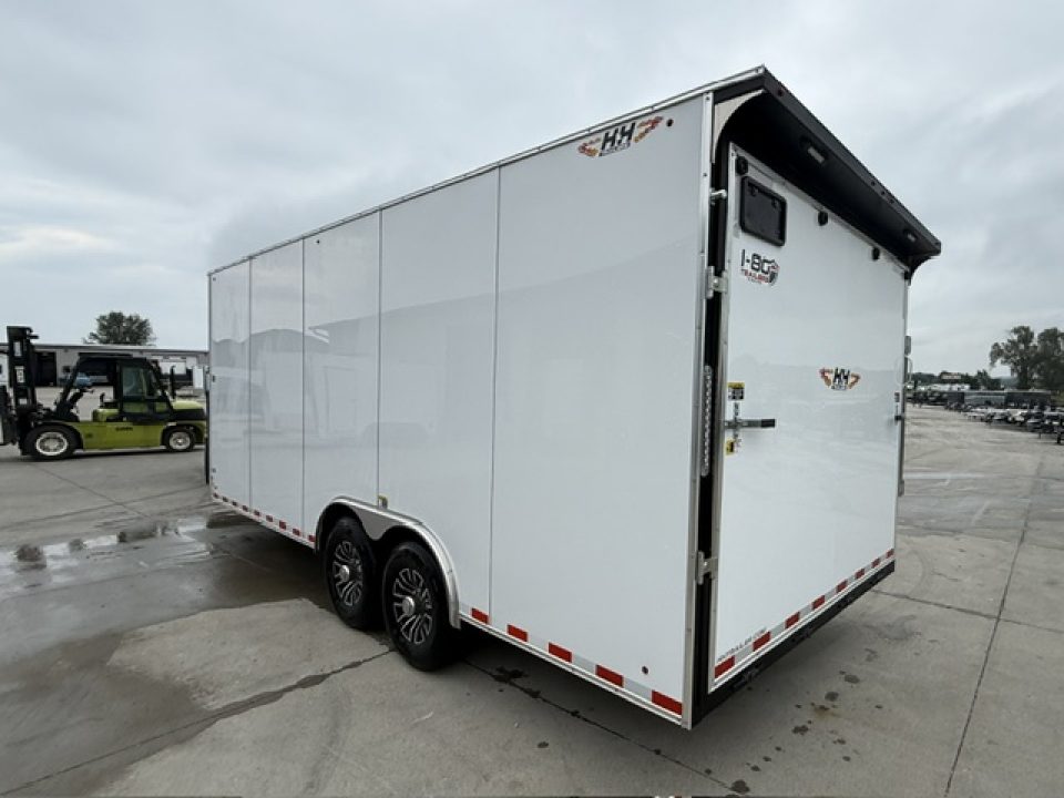 New 2026 H&H White 8.5'x20' 14k Flat Top V-Nose Enclosed Car Hauler Cargo Trailer