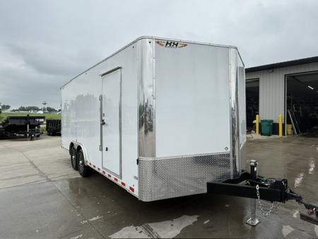 New 2026 H&H White 8.5'x20' 14k Flat Top V-Nose Enclosed Car Hauler Cargo Trailer